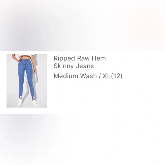 Light wash skinny raw hem Jeans - Picture 2 of 8